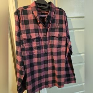 Harley Davidson Pink and Black Plaid Shirt 1W